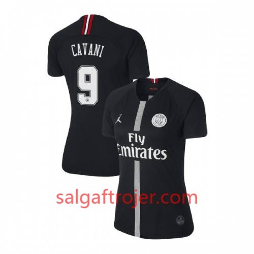 Paris Saint-Germain Fodboldtrøjer Cavani 9 Jodan Sort Dame 3. sæt 2018/19 Kort ærmer Paris Saint-Germain Fodboldtrøjer Cavani 9 Jodan Sort Dame 3. sæt 2018/19 Kort ærmer
